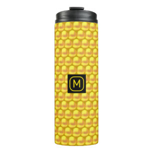 Modern Elegant Gold Dots & Monogram Thermal Tumbler