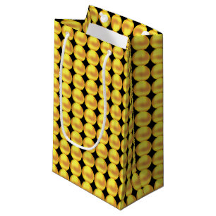 Modern Elegant Gold Dots on Black Small Gift Bag