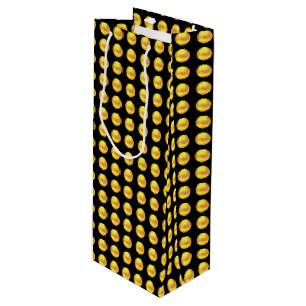 Modern Elegant Gold Dots on Black Wine Gift Bag