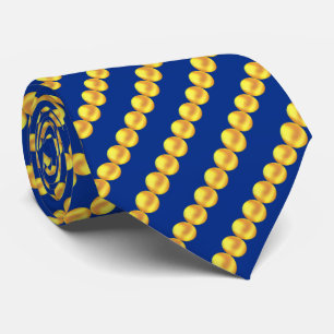 Modern Elegant Gold Dotted Stripes on Blue Tie