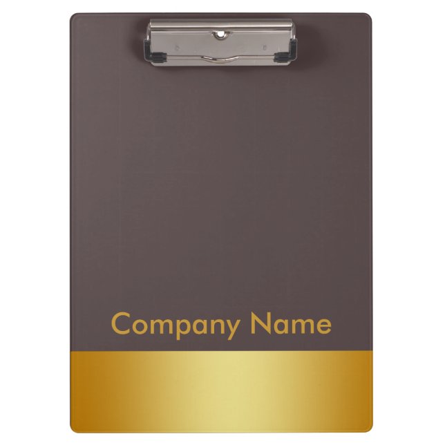 Modern Elegant Gold Faux Foil Company Logo Clipboard (Front)