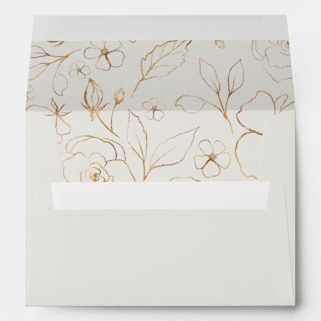 Modern Elegant Gold Floral Envelope (Back (Bottom))