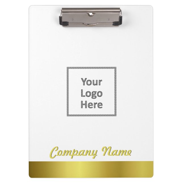 Modern Elegant Gold Foil Company Logo Clipboard (Front)