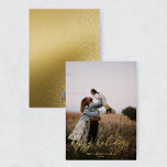 Modern Elegant Gold Foil Photo Happy Holidays Card<br><div class="desc">This modern,  elegant holiday card features a minimalist design,  elegant script font,  and real gold foil. Replace the photo on the front with your own. The back is a picture (not real gold foil). Check out other items in the "Holidays" collection.</div>