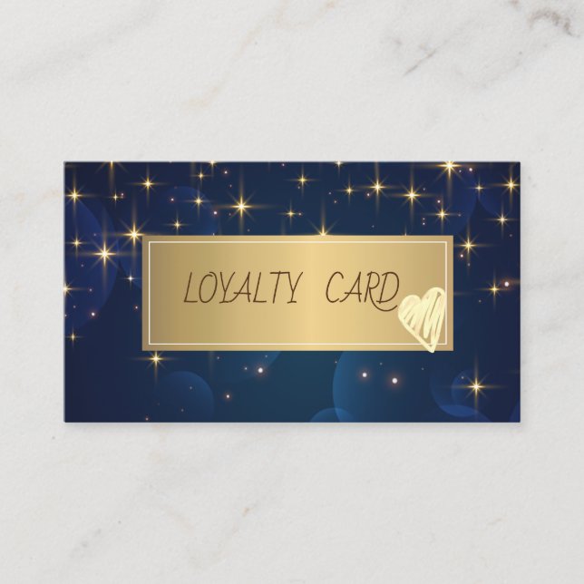 Modern Elegant Gold Frame, Hearts Stars Loyalty Card (Front)
