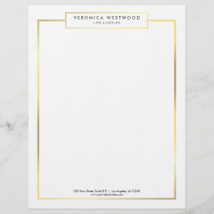 Modern Elegant Gold Framed Customized Letterhead
