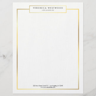 Modern Elegant Gold Framed Customized Letterhead