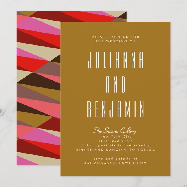 Modern Elegant Gold Geometric Wedding Invitation (Front/Back)