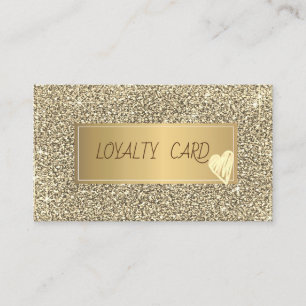 Modern Elegant Gold Glitter,Frame, Gold Hearts Loyalty Card