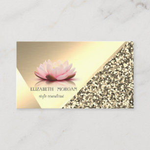 Modern Elegant Gold  Glitter, Geometric,Lotus Business Card