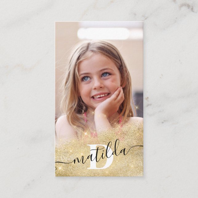 Modern elegant gold glitter photography business card (Front)