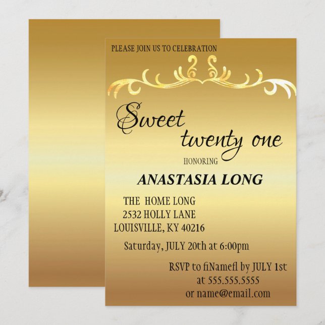 Modern, Elegant Gold Glitter Save The Date (Front/Back)