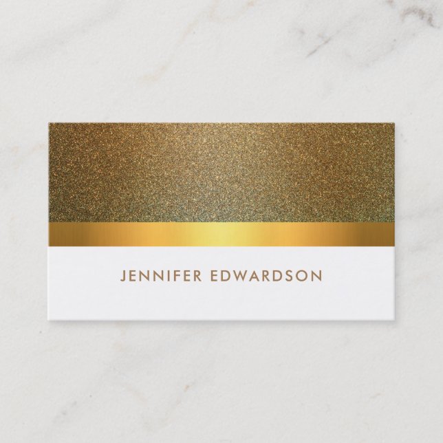 Modern Elegant gold glitter white professional Business Card (Front)
