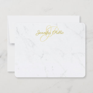 Modern Elegant Gold Handwritten Script Text Marble Card