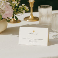Modern Elegant Gold Heart Wedding Table Place Card