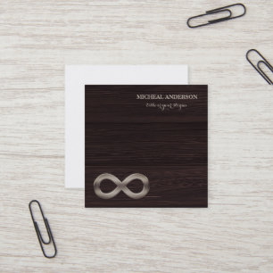 Modern Elegant Gold Infinity Symbol Wood  Square Business Card