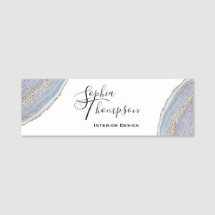 Modern Elegant Gold Lavender Geode Agate Name Tag