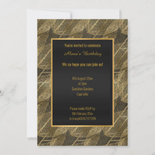 MODERN ELEGANT GOLD LEAF BLACK ALL OCCASION INVITATION