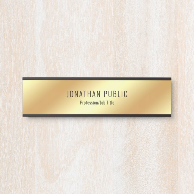 Modern Elegant Gold Look Glamourous Template Trend Door Sign (Front)