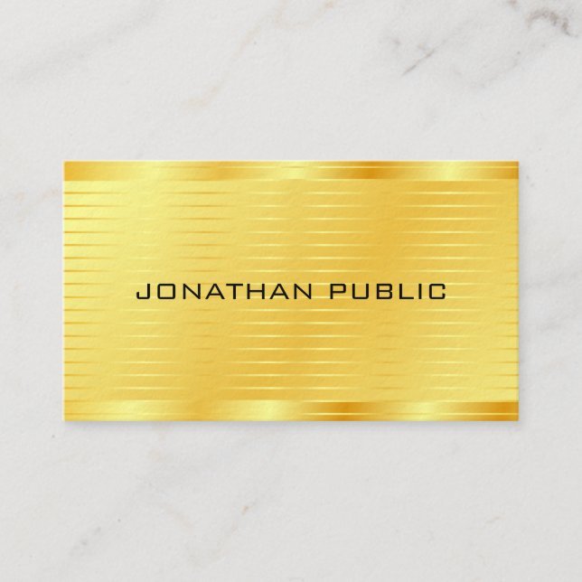 Modern Elegant Gold Look Premium Thick Business Card (Front)