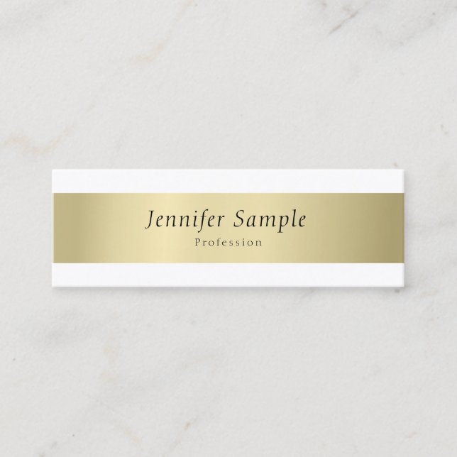 Modern Elegant Gold Look Sleek Plain Professional Mini Business Card (Front)