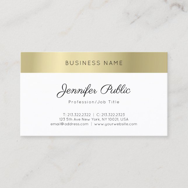 Modern Elegant Gold Look Sleek Professional Plain Business Card (Front)