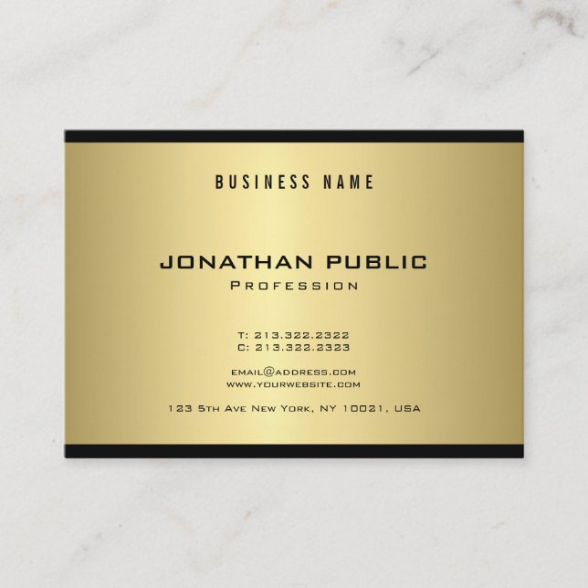 Modern Elegant Gold Look Trendy Glamourous Luxe Business Card (Front)