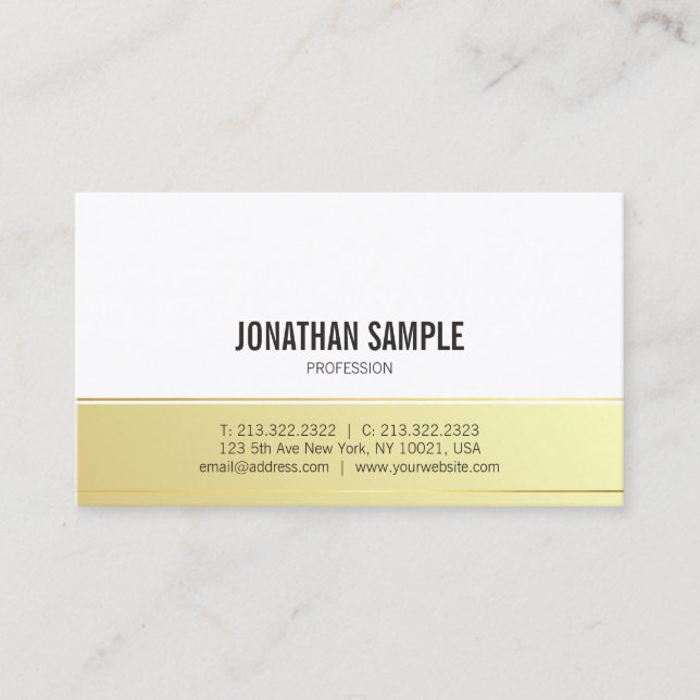 Modern Elegant Gold Look Trendy Simple Plain Business Card (Front)