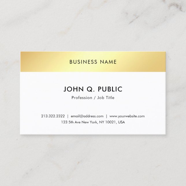 Modern Elegant Gold Look Trendy Simple Template Business Card (Front)
