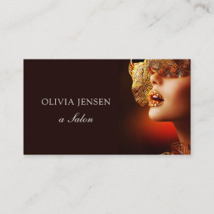 Modern Elegant Gold Makeup Artist Luxury Black Business Card