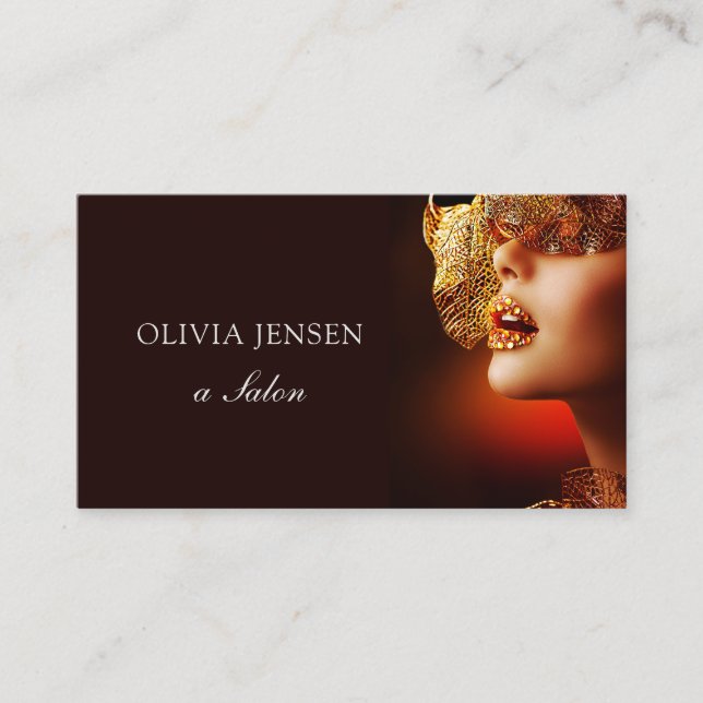 Modern Elegant Gold Makeup Artist Luxury Black  Business Card (Front)