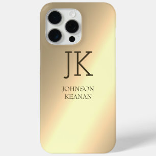 Modern Elegant Gold Metallic monogrammed Name iPhone 15 Pro Max Case