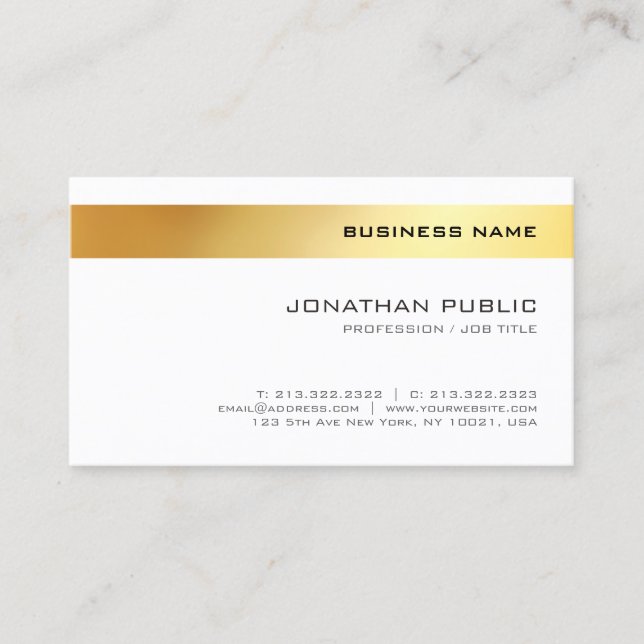 Modern Elegant Gold Minimalist Template Company Business Card (Front)