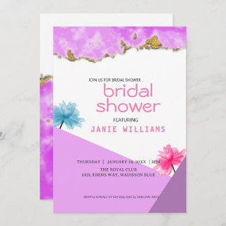 Modern Elegant Gold Mix Blue wave Bridal Shower Invitation