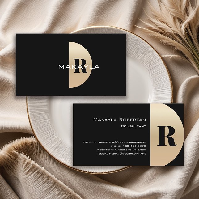 Modern Elegant Gold Monogram Business Card (Get these stylish business cards to represent yourself and your business.)
