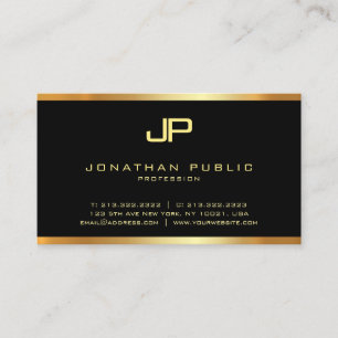 Modern Elegant Gold Monogram Glamourous Plain Luxe Business Card
