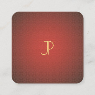 Modern Elegant Gold Monogram Red Template Luxury Square Business Card