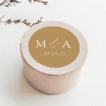 Modern Elegant Gold Monogram Wedding Classic Round Sticker<br><div class="desc">Elegant monogram wedding stickers featuring your initials displayed in white lettering on a gold background (or the colour of your choice). Personalise the modern wedding stickers with your wedding date below. The gold monogram stickers are perfect for sealing wedding invitation envelopes,  wedding favours,  and more!</div>