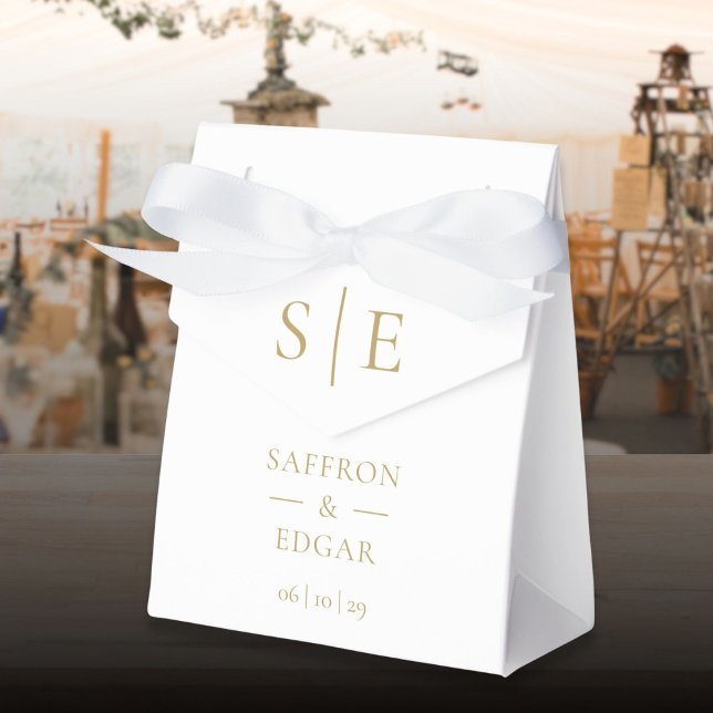 Modern Elegant Gold Monogram Wedding Favour Box (Modern Elegant Gold Monogram Wedding Favor Boxes)