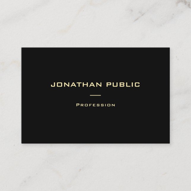 Modern Elegant Gold Name Black Template Luxury Business Card (Front)