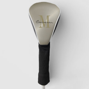 Modern Elegant Gold On Silver Personalized Gift Golf Head Cover
