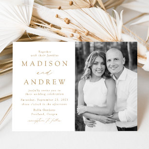 Modern Elegant Gold Photo Wedding Invitation