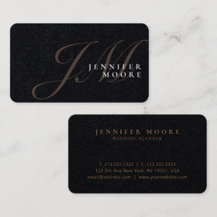 Modern Elegant Gold Premium Black Monogrammed Business Card