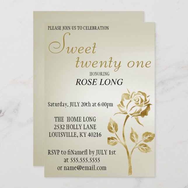Modern, Elegant Gold Rose Glitter Save The Date (Front/Back)