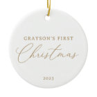 Modern Elegant Gold Script Baby's First Christmas 