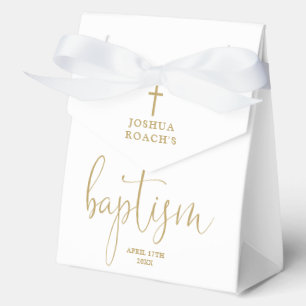 Modern Elegant Gold Script Baptism Favour Box