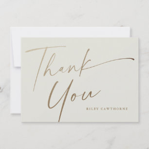 Modern Elegant Gold Script Boho Bridal Shower Thank You Card