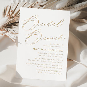 Modern Elegant Gold Script Bridal Shower Brunch Invitation