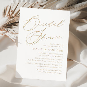 Modern Elegant Gold Script Bridal Shower Invitation