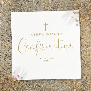 Modern Elegant Gold Script Confirmation Napkin